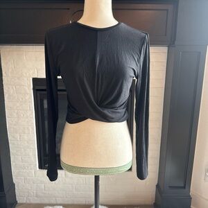 H&M Black Long Sleeve Twist Crop Top